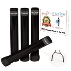 Lift Your TableĀ® Folding Table Risers, Made In The USA, Easy-To-Use Bent Leg Folding Table Extensions, Counter Height (Original Foot), Raises Folding Tables 8ā Inches. Durable, Sturdy. Set Of 4, Black