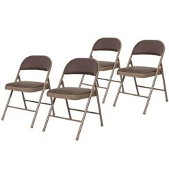 OEF Furnishings (4 Pack Fabric Upholstered Steel Folding Chair, Brown