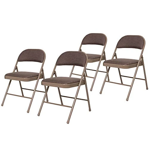 OEF Furnishings (4 Pack Fabric Upholstered Steel Folding Chair, Brown