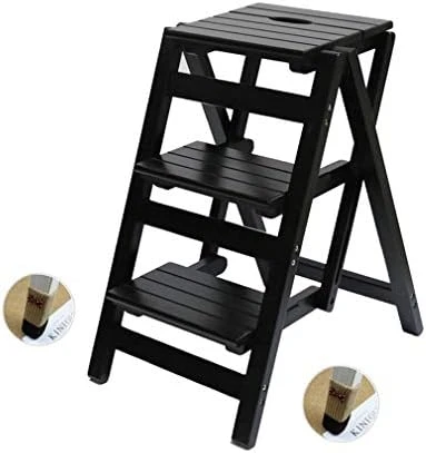 Folding Step Stool Step Ladder 3 Tier, Multi-Functional Folding Solid Wood Ladder Stool, Step Stool Household Muliti-Color Step Ladder Stool For Household And Office 330lbs - Image 6