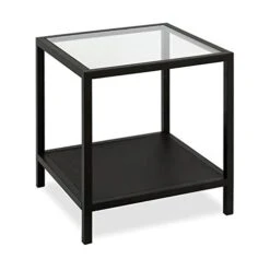 Henn&Hart 20" Wide Square Side Table In Blackened Bronze, Table For Living Room, Bedroom