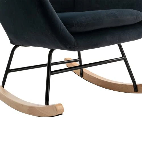BOMENG Modern Velvet/Teddy Fabric Padded Seat Rocking Chair With High Backrest And Armrests,Comfy Uplostered Glider Chair Accent Chair For Living Room,Bedroom,Balcony - Image 5