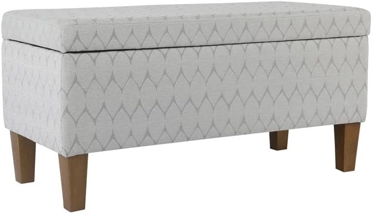 HomePop Ottomon Upholstered Rectangular Storage Ottoman Bench With Hinged Lid, Brown And Cream - Image 15