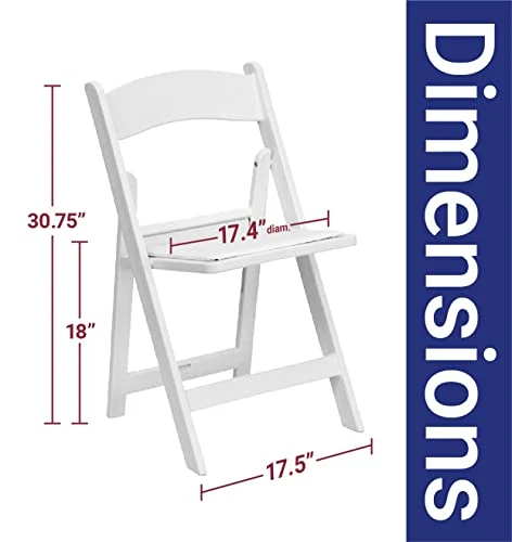 TentandTable White Resin Stackable Folding Chairs | 2 Pack | Heavy Duty | 300-Pound Capacity | For Banquets, Weddings, And Events - Image 2