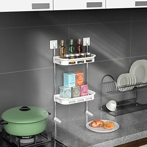 NiHome 3-Tier Over The Toilet Bathroom Organizer With Hooks, Wall Mount Space Saver Toilet Storage Rack - Easy Assembly, No Drilling Required (White) - Image 6