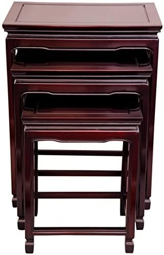 Oriental Furniture Rosewood Nesting Tables - Antique Black - Image 3