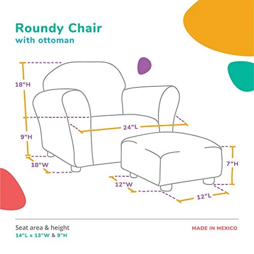 KEET Roundy Child Size Chair With Microsuede Ottoman, Brown, Ages 2-5 Years - Image 4
