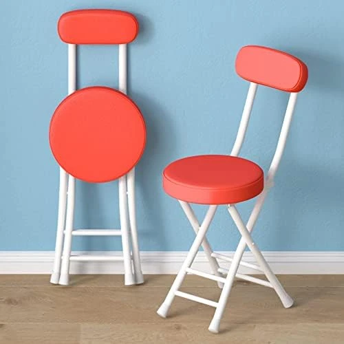 ALIXCE Bar Stool Foldable With Backrest Folding Chair Kitchen Stool With Round Padded Seat Cushion, Counter Stool With Footrest Folding Stool For Breakfast Bar Dining Room Living Room (Color : Pink) - Image 13