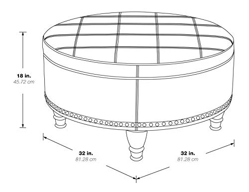 OSP Home Furnishings Augusta Round Storage Ottoman With Decorative Nailheads And Flip Over Lid With Serving Tray Surface, Espresso Faux Leather - Image 2