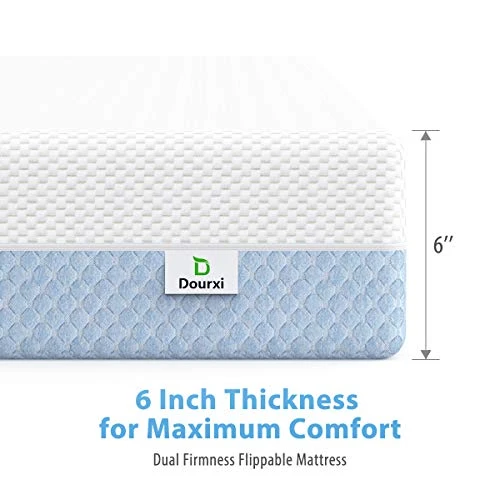 Dourxi Crib Mattress, Dual Sided Comfort Memory Foam Toddler Bed Mattress, Triple-Layer Breathable Premium Baby Mattress For Infant And Toddler W/Removable Outer Cover - White&Blue - Image 4