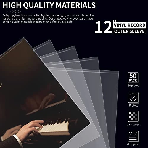 100x Vinyl Record Outer Sleeves, 12" LP - Crystal Clear, Not Cloudy, No Wrinkles - Image 2