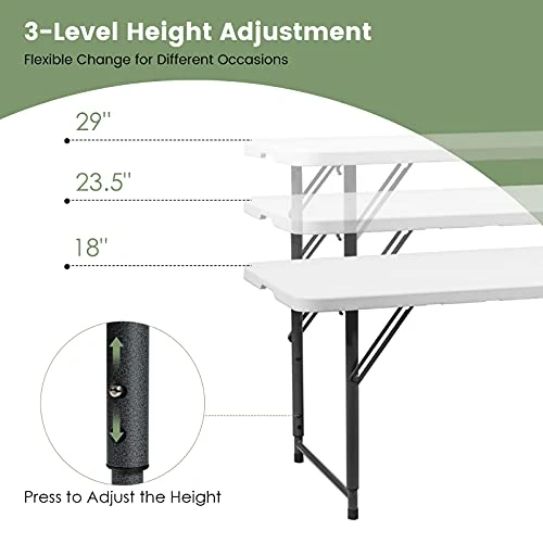 Goplus Folding Table Portable Plastic Picnic Party Dining Camp Tables Indoor Outdoor (HDPE) - Image 3