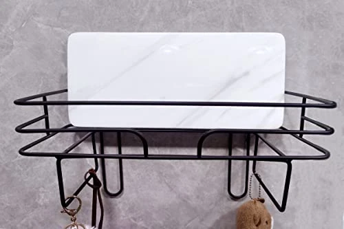 VOHYOV Over The Toilet Storage Shelf Bathroom Shelves For Storage Organizer Punch-Free Toilet Paper Holder With Shelf Wall Mounted Storage Shelves With Metal Frame Space Saver Black - Image 4