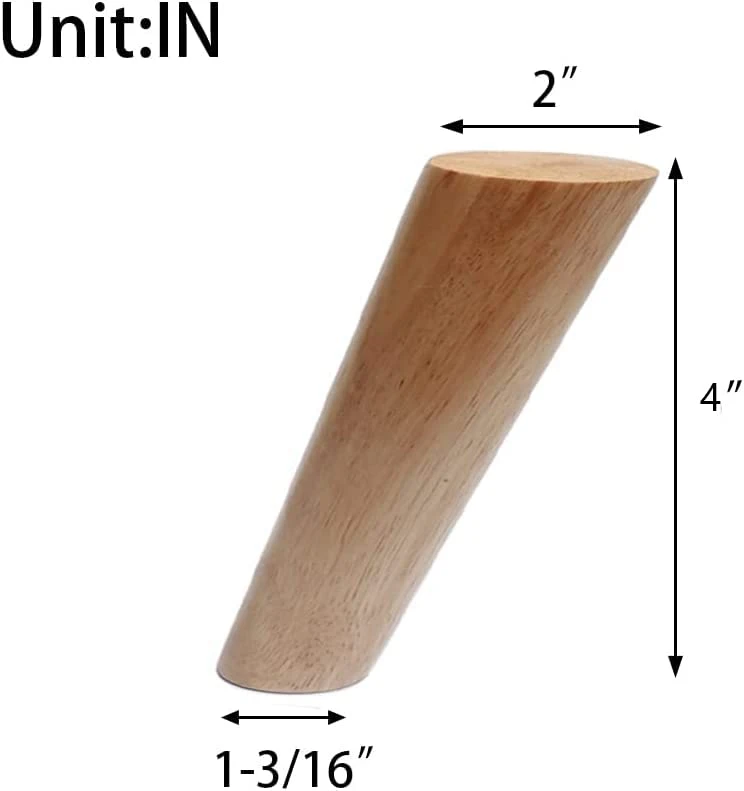 Round Solid Wood Furniture Legs Sofa Replacement Legs Perfect For Mid-Century Modern/Great IKEA Hack For Sofa, Couch, Bed, Coffee Table (4 Inches,Set Of 4, Original Wood Color) - Image 2