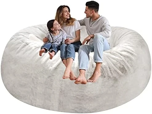 HWIVGKU Bean Bag Chairs, Giant Bean Bag Chair For Adults, 4ftbean Bag CoverComfyBean Bag Bed (No Filler, Cover Only) Fluffy Lazy Sofa (Light Grey), 4ft(120 * 65cm) - Image 13