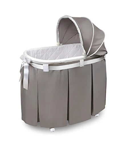 Wishes Oval Rocking Baby Bassinet With Bedding, Storage, And Pad - Image 9