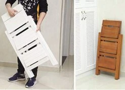Folding Ladder Staircase Multi-Functional Folding Solid Wood Ladder Stool,Step Stool Household Muliti-Color Stool Step Ladder Foldable Stepladder,Brown,Three