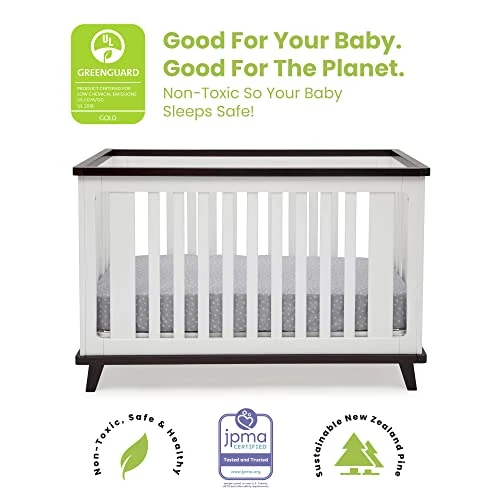 Delta Children Ava 3-in-1 Convertible Baby Crib, Greenguard Gold Certified, White/Black Espresso - Image 2