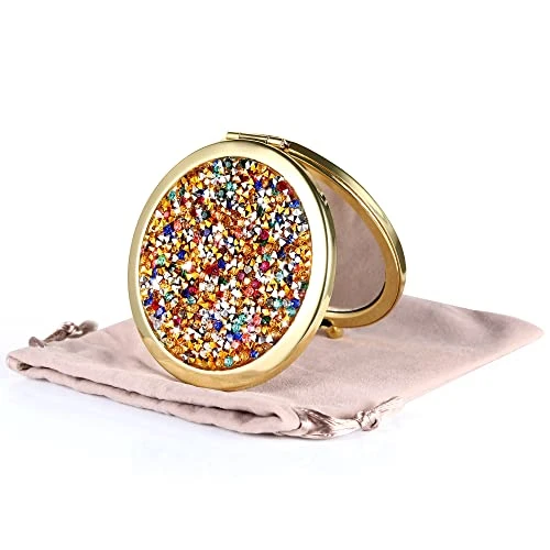 Dynippy Compact Mirror Rose Gold Makeup Mirror Folding Mini Pocket Mirror Portable Hand Mirror Double-Sided 2 X 1x Magnification For Woman Girls Great Gift (A-Butterflies Girl) - Image 10