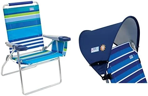Rio Brands Rio Beach 4-Position 17" Tall Folding Beach Chair - Stripe, 17" Extended Height 4 Position Folding Beach Chair - Image 13