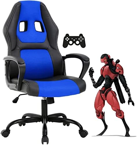 Gaming Chair PC Computer Chair Office Chair For Adult Teen Kids, Ergonomic PU Leather Gamer Chair With Lumbar Support High Back Adjustable Rolling Swivel Desk Chair, Black - Image 12