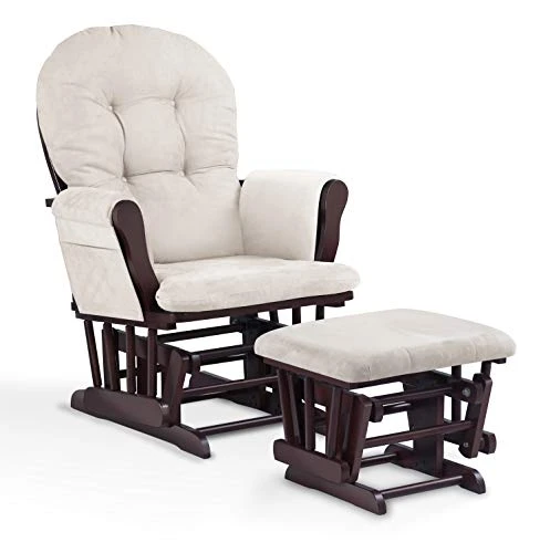 REJOICE HOME Atoll Glider With Ottoman, Espresso/Beige - Image 2