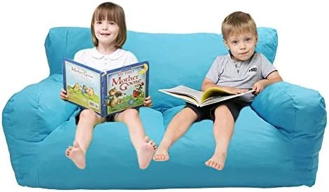 Dporticus Double Mini Lounger Sofa, Bean Bag Chair Self-Rebound Sponge Double Child Seat 51" X 32" X 18" Blue - Image 7