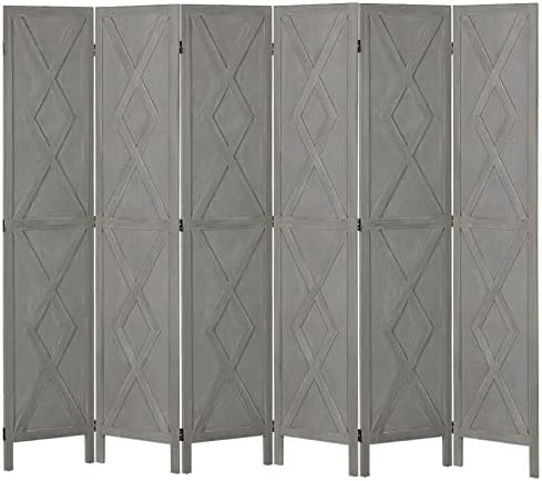 Wnutrees 6 Panel Wood Room Divider,Rustic Folding Privacy Screens Room Divider, Farmhouse Freestanding Partition Wall Dividers Screen,Temporary Wall For Home Restaurant Bedroom (White) - Image 10