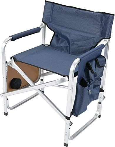 Faulkner Aluminum Director Chair With Folding Tray And Cup Holder, Blue - Image 4