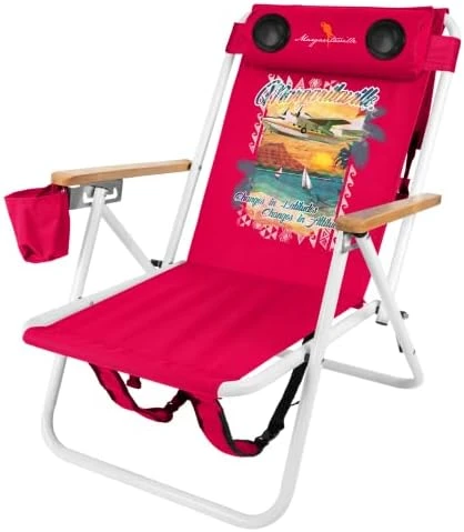 Margaritaville Folding Chair With Wireless Speakers, Beach Chair With Waterproof Wireless Speakers, 5 Hour Playback Time, 20 Foot Bluetooth Range, Cup Holder, Backpack, Padded Head And Neck Rest - Image 10
