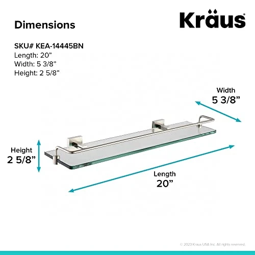 Kraus KEA-14445BN Aura Bathroom Accessories - Shelf With Railing Brushed Nickel - Image 2