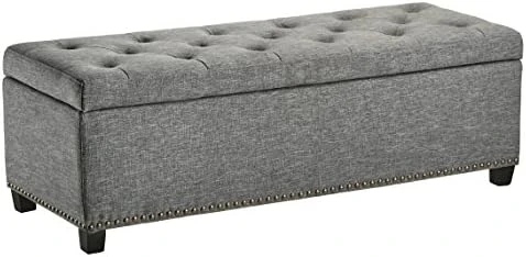 FIRST HILL FHW Thomas Rectangular Storage Ottoman Bench, Large, Stone Grey - Image 10