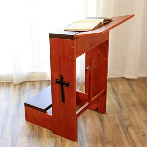 Shyneer Prayer Bench Stool Table, Wooden Church Prayer Chair Padded Kneeler Shelf Folding Chair For Kneeling At Home - Image 4