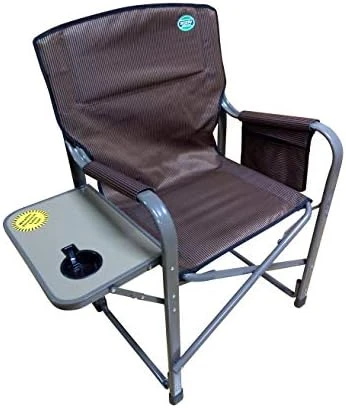 EEZ RV Products Heavy Duty High-Back Folding Director's Chair W/Side Table & Storage Bag - (Brown) - Image 6