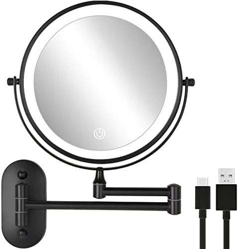 DECLUTTR Wall Mounted Makeup Mirror With 5X Magnification, 8 Inch Double Sided Vanity Magnifying Mirror For Bathroom, Black - Image 7