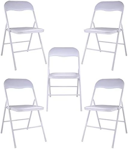 LAZYMOON 5-Pack Plastic Folding Chairs Wedding Banquet Seat Premium Party Event Chair White - Image 7