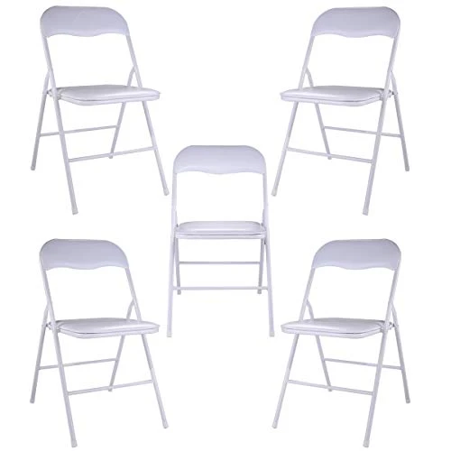 LAZYMOON 5-Pack Plastic Folding Chairs Wedding Banquet Seat Premium Party Event Chair White