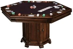 Howard Miller Niagara Game Table 699-013 – Rustic Cherry Finish, Lightly Distressed, Adjustable Floor Levelers, Reversible Top, Storage Base, Game Accessories Included