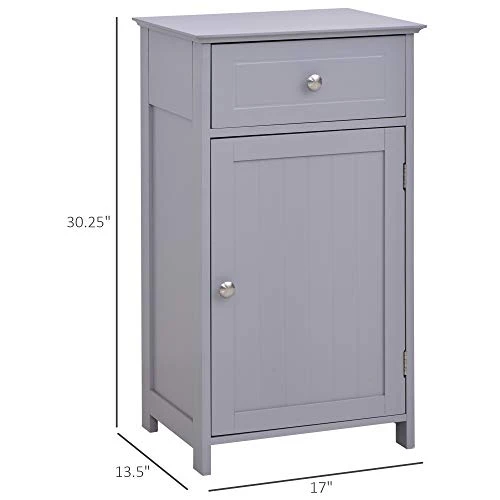 Kleankin Bathroom Cabinet With Drawer And Shelf, Toilet Vanity Cabinet For Toilet Paper, Towels Or Shampoo, Grey