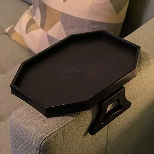 GREENANTS TV Tray Sofa Arm Clip On Snack Table Sofa Armrest Clip Table Tray Plastic Chair Armrest Tray Organizer (Brown) - Image 6