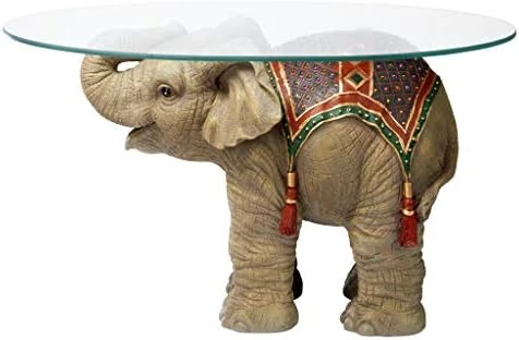 Design Toscano Good Fortune Elephant Glass-Topped Table, 16" Diameter X 21½" High - Image 7