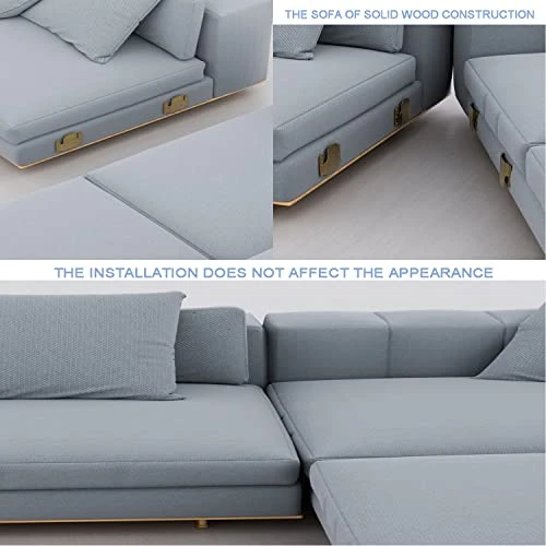 DERRILLA Universal Metal Sectional Furniture Interlocking Sofa Connector Bracket With Screws (Black, 4) - Image 2