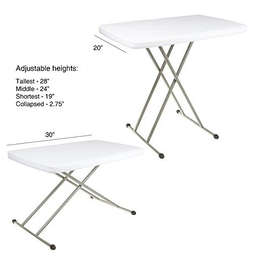 Lavish Home 75-TAB1000 Foldable Table And TV Tray By Everyday Home, 30 X 20 X 28 (for Laptops), 19" (Height), White - Image 3