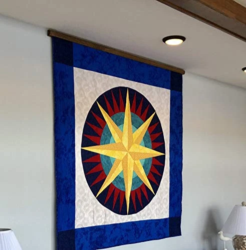 Quilt Hanger Up To 65" Compression Clamp | Wall Mounted Hanging Rack For Blankets, Rugs & Quilts | Premium Solid Oak Wood Stain | Custom Made