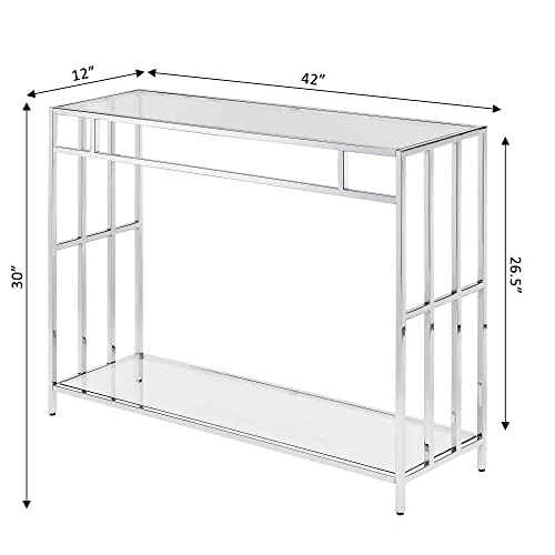 Convenience Concepts Mission Glass Console Table, Clear Glass / Chrome - Image 2