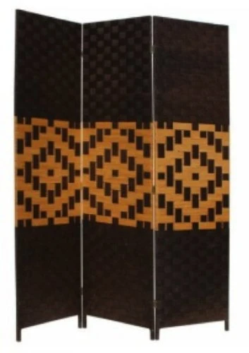 ORE International FW0676ZB 4-Panel Screen Room Divider On 2-Inch Leg, Espresso/Brown Paper Straw Weave - Image 2