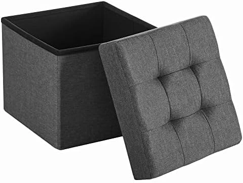 SONGMICS 43 Inches Folding Storage Ottoman Bench, Storage Chest, Foot Rest Stool, Bedroom Bench With Storage, Holds Up To 660 Lb, Dark Gray ULSF77K - Image 8