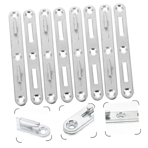 Veemoon 4 Sets Bed Rail Fasteners Metal Bracket Metal Balusters Carassosories Bed Frame Hardware Bed Rail Fittings Bed Replacement Parts Flat Silver Round Bed Iron Headboard Brackets - Image 4