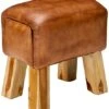 Bare Decor Gorgie Accent Stool In Brown Genuine Leather, Small
