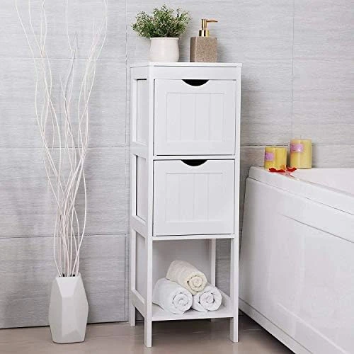 SSLine Triangle Corner Bathroom Floor Cabinet, Wooden Storage Cabinet Organizer With One Cabinet And Storage Shelf, Free Standing Side Cabinet With Wood Foot For Home,Kitchen,Office,Bedroom - Image 10